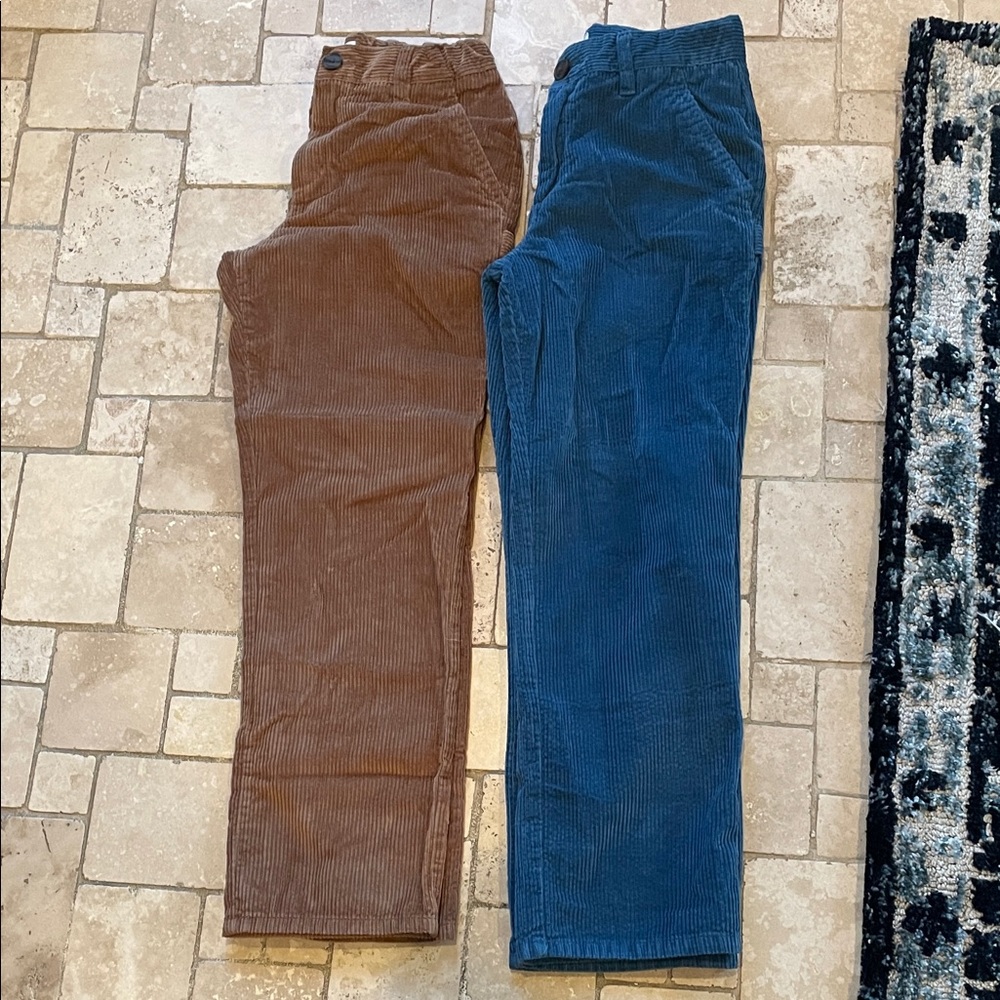 Boys Cat Jack Corduroy Pants - Brown and Blue Adjustable Waist 10